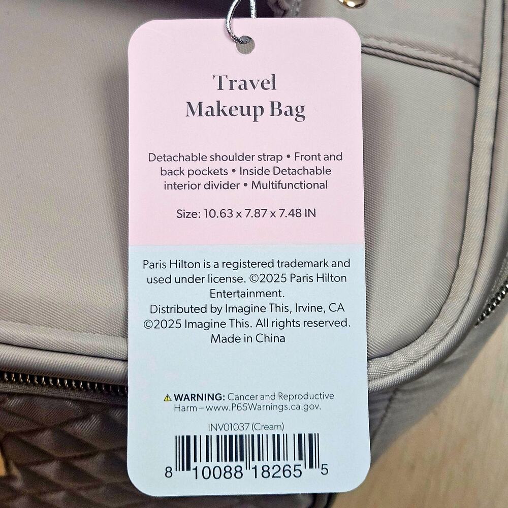 NWT Paris Hilton Quilted Travel Makeup Bag Multifunction Measurements in Photos - Picture 8 of 10